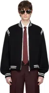 Alexander Mcqueen Black Felt Blanket Stitch Bomber Jacket In 1000