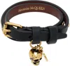 Alexander Mcqueen Black Hammered Studs Double-wrap Bracelet In 1000 Black