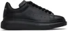 Alexander Mcqueen Black Sneakers With Logo Lettering On The Rear And Oversize Rubber Sole In Leather In Black