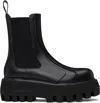 Alexander Mcqueen Black Glossy Leather Ankle Boots With Tank Sole In 1000 Black