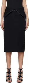 Alexander Mcqueen Black Split Hem Midi Skirt In 1000 Black