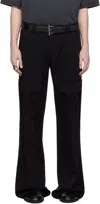 Alexander Mcqueen Black Wool Overdyed Low-rise Cargo Pants In 1000