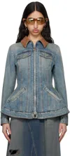 Alexander Mcqueen Alexander Mc Queen Light Blue Washed Denim Jacket With Ruffles In 4315 Indigo Stonewas