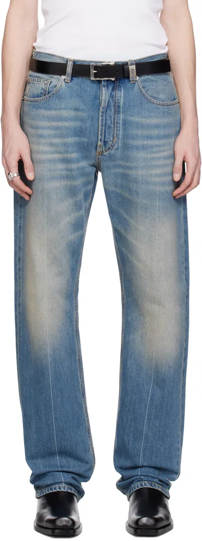 Alexander Mcqueen Blue Straight-leg Washed Jeans In 4211