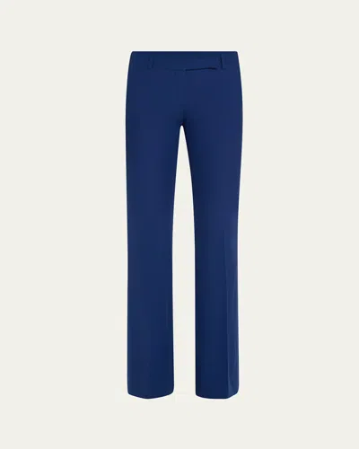 Alexander Mcqueen Bootcut Leaf Crepe Trousers In Midniteblu
