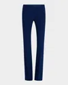 Alexander Mcqueen Bootcut Leaf Crepe Trousers In Midniteblu