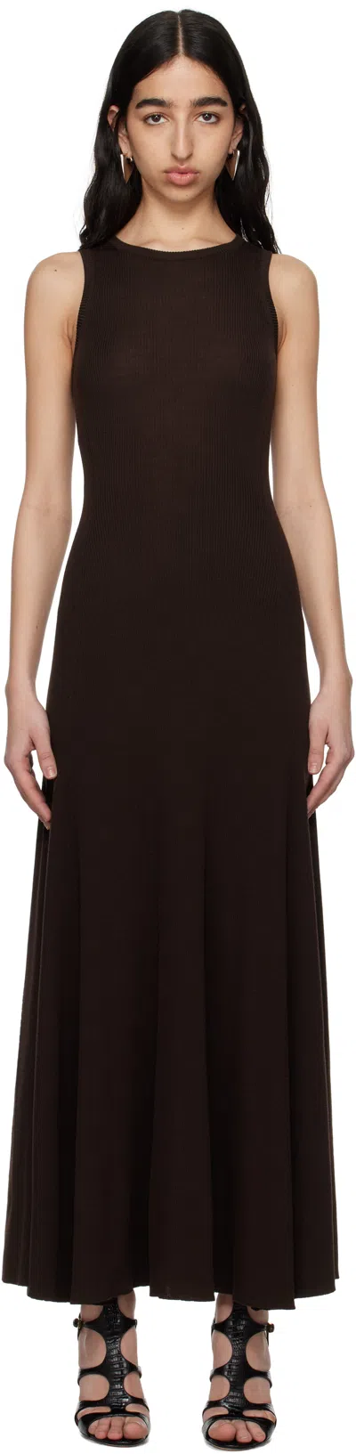 Alexander Mcqueen Brown Sleeveless Maxi Dress In 2123 Brown