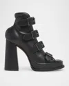 Alexander Mcqueen Buckled Leather Sandals In Blk/silver
