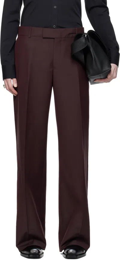 Alexander Mcqueen Burgundy Low Rise Tailored Trousers In 5050