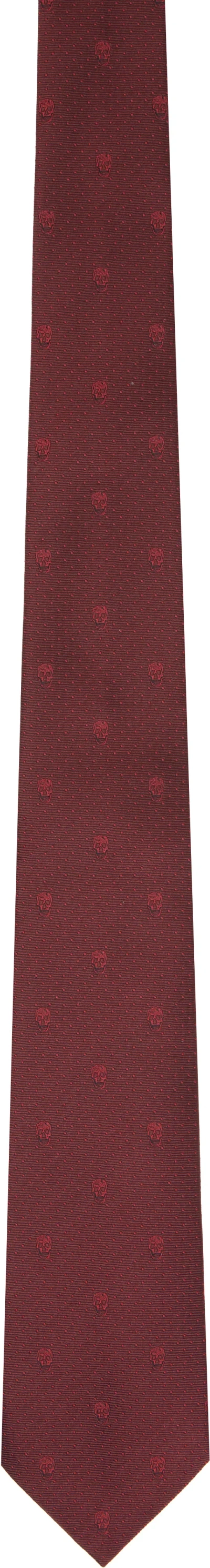 Alexander Mcqueen Burgundy Skull Polka Dot Tie In 6073