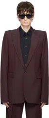 Alexander Mcqueen Burgundy Stacked Shoulder Single-breasted Blazer In Brown