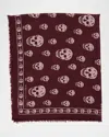 Alexander Mcqueen Classic Skull Wool Scarf In 6172 Burgundy Pink