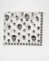 Alexander Mcqueen Classic Skull Silk Scarf In White
