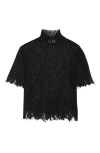 Alexander Mcqueen Black Knitted Cobweb Lace Top In Black