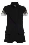 Alexander Mcqueen Alexander Mc Queen Sleeveless Jacket In Black/ivory Spider Web Lace In Black