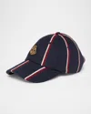 Alexander Mcqueen College Striped Baseball Cap In Navy Bordeaux