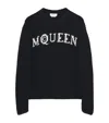 Alexander Mcqueen Logo Crewneck Cotton Sweater In Black