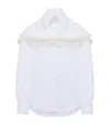 Alexander Mcqueen Slashed Creponne Detail Oversized Shirt In White