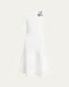 Alexander Mcqueen Crystal Embroidered Sleeveless Flared Midi Dress In Optic White Crystal