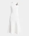 Alexander Mcqueen Crystal Embroidered Sleeveless Flared Midi Dress In Optic White Crystal