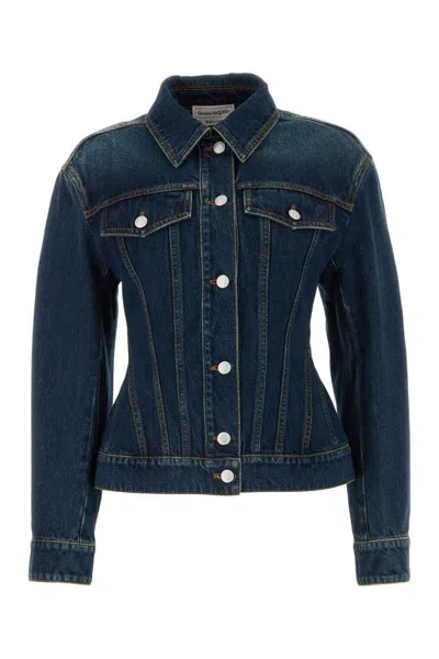 Alexander Mcqueen Mcqueen Denim Jacket In Blue
