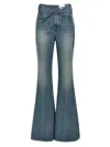 Alexander Mcqueen Blue Flared Jeans With Foldover Waist And Logo Patch On The Rear In Denim Womanaa