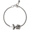 Alexander Mcqueen Chain Link Rose Bracelet With Adjustable Length In Antique Silver