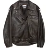 Alexander Mcqueen Peeling Leather Oversized Biker Jacket In Dark Brown/tan