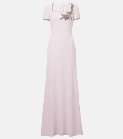Alexander Mcqueen Embellished Crêpe Gown In Pink