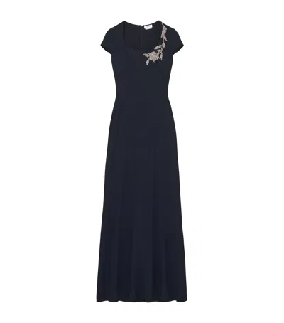 Alexander Mcqueen Embroidered Banshee Maxi Dress In Black