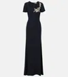 Alexander Mcqueen Mcqueen Banshee Embroidery Leaf Crepe Gown In Black