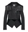 Alexander Mcqueen Paneled Leather And Ribbed Cotton-blend Jacket In Black