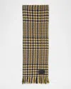 Alexander Mcqueen Exploded Country Houndstooth-print Scarf In 9878 Camel Ivory