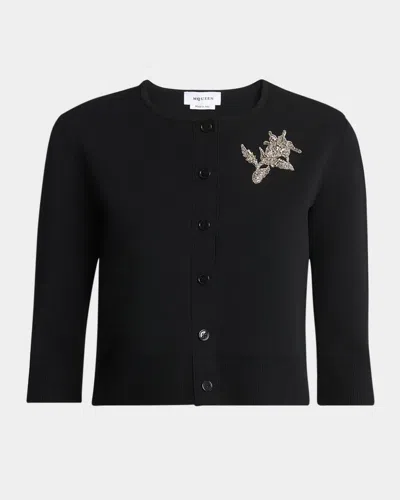 ALEXANDER MCQUEEN FLORAL CRYSTAL KNIT CARDIGAN