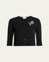 Alexander Mcqueen Floral Crystal Knit Cardigan In Black/crystal