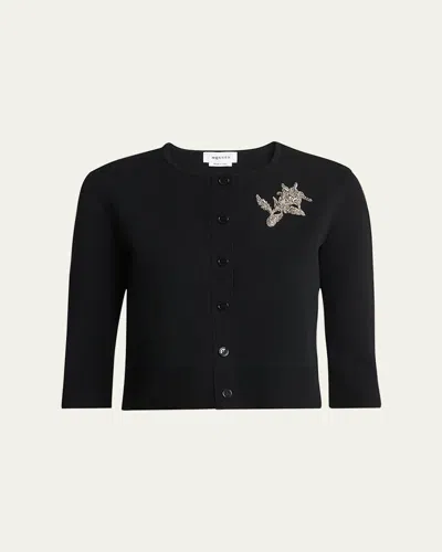 ALEXANDER MCQUEEN FLORAL CRYSTAL KNIT CARDIGAN