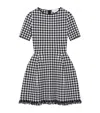 Alexander Mcqueen Fringe Trim Houndstooth Round Neckline Short Sleeves In Black