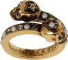 Alexander Mcqueen Gold Wrap-around Skull Ring In 7124 0448+gr+cr.crea