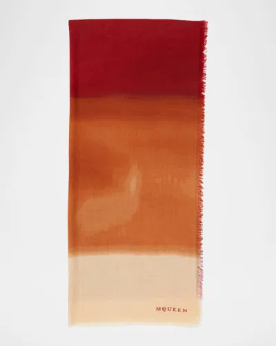 Alexander Mcqueen Gradient Cashmere Stole In Brown