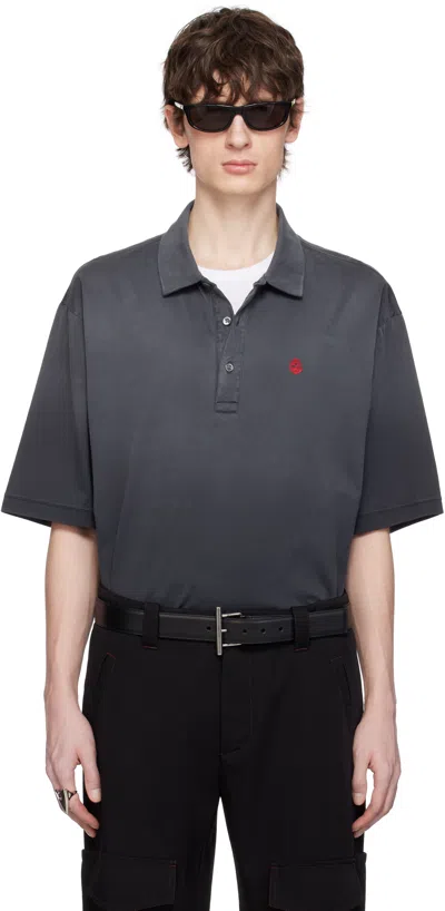 Alexander Mcqueen Gray Dyed Mercerized Cotton Polo In 1000