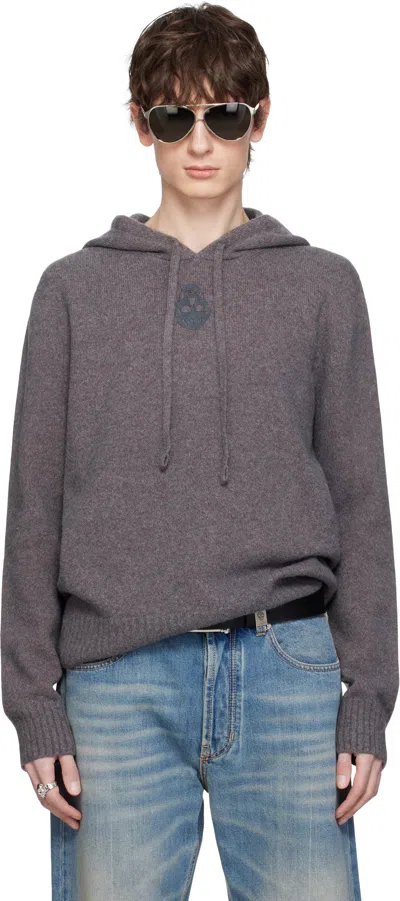 Alexander Mcqueen Gray Skull Hoodie In 1334