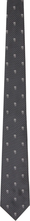 Alexander Mcqueen Gray Skull Polka Dot Tie In 1192
