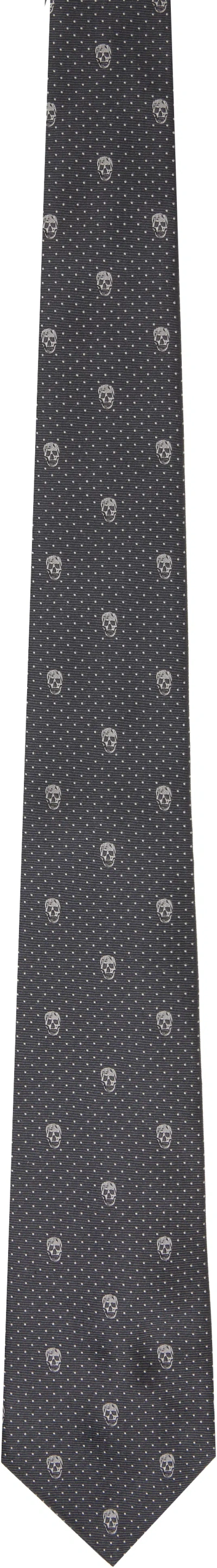 Alexander Mcqueen Gray Skull Polka Dot Tie In 1192
