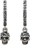 Alexander Mcqueen Gunmetal Skull Mini Creole Hoop Earrings In 1177 0446+jet Hemati