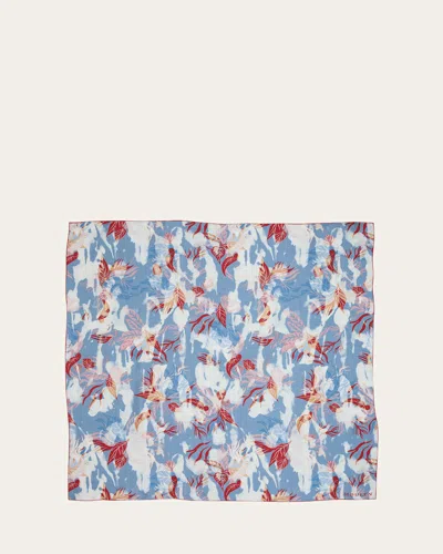 Alexander Mcqueen Hawaiin-inspired Floral-print Silk Scarf In Bluette Red