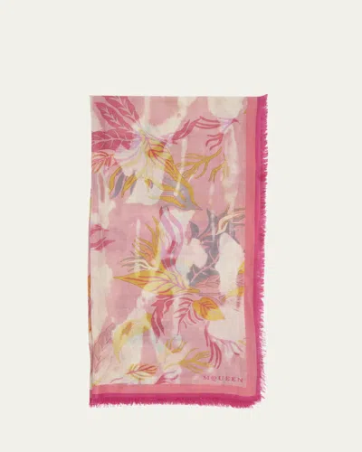 Alexander Mcqueen Hawaiin-inspired Floral-print Silk Scarf In Pink