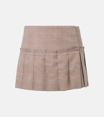 Alexander Mcqueen Heritage Check Pleated Wool Miniskirt In Multicoloured