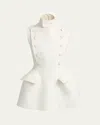 Alexander Mcqueen High-neck Tailored Flared Mini Dress In Bone