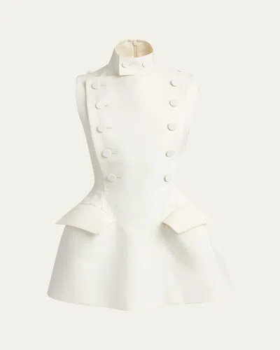 Alexander Mcqueen High-neck Tailored Flared Mini Dress In Bone