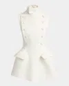 Alexander Mcqueen High-neck Tailored Flared Mini Dress In Bone